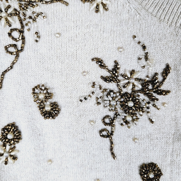 DRUMLANRIG | vintage Scottish 100% pure cashmere beaded lined cardigan - Picture 5 of 9